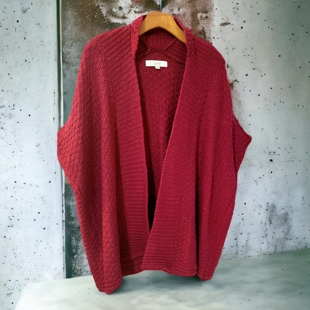 Red chunky cable knit slouchy sweater size medium - Picture 8 of 12